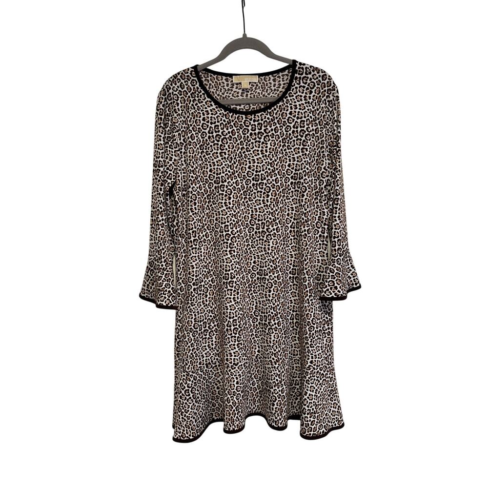 MICHAEL Michael Kors Women's Leopard Print Bell Sleeve Dress XL - Picture 2 of 9